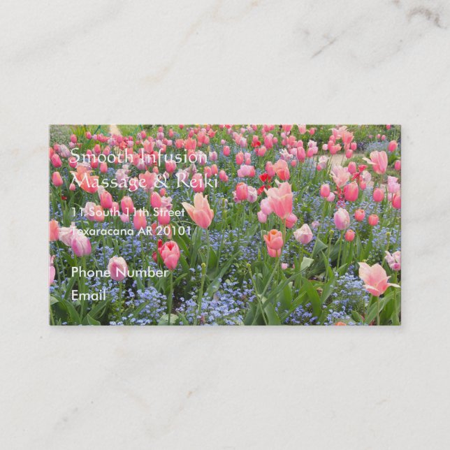 Tarjeta De Citas Tulipanes rosados y nomeolvides (Anverso)