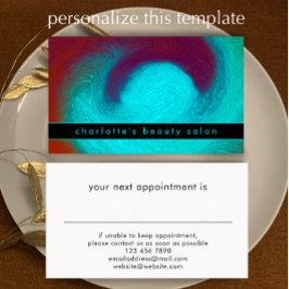 Tarjeta De Citas Turquoise Unique Modern Cool Hair Nail Salon
