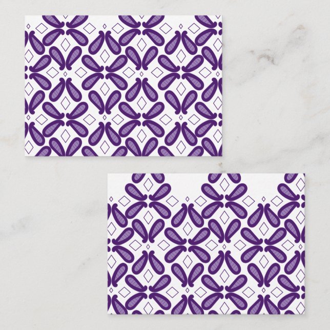Tarjeta De Citas Un patrón simétrico con blanco y morado (Anverso / Reverso)