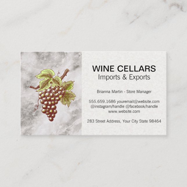 Tarjeta De Citas Uvas en el vino (Anverso)