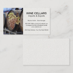 Tarjeta De Citas Uvas en la Vid Barriles de Vino