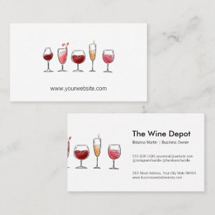 Tarjeta De Citas Variedad de vinos en lentes