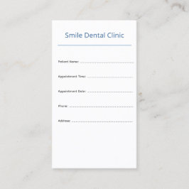 Tarjeta De Citas Vertical Dental Appointment Card Clean Design