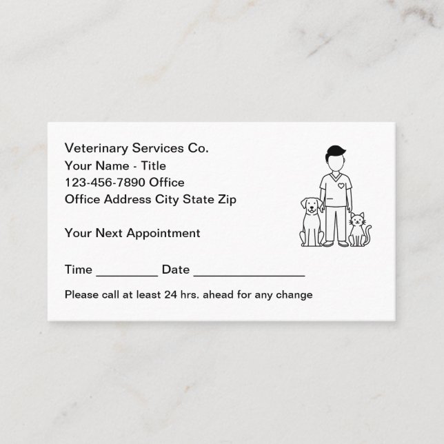 Tarjeta De Citas Veterinarian Veterinary Office Appointment Cards (Anverso)