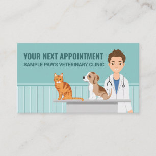 Tarjeta De Citas Veterinario Hombre Animal Doctor Gato Perro Person