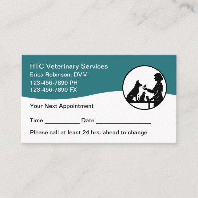 Tarjeta De Citas Veterinary Pet Care Appointment Cards Reminder  (Anverso)