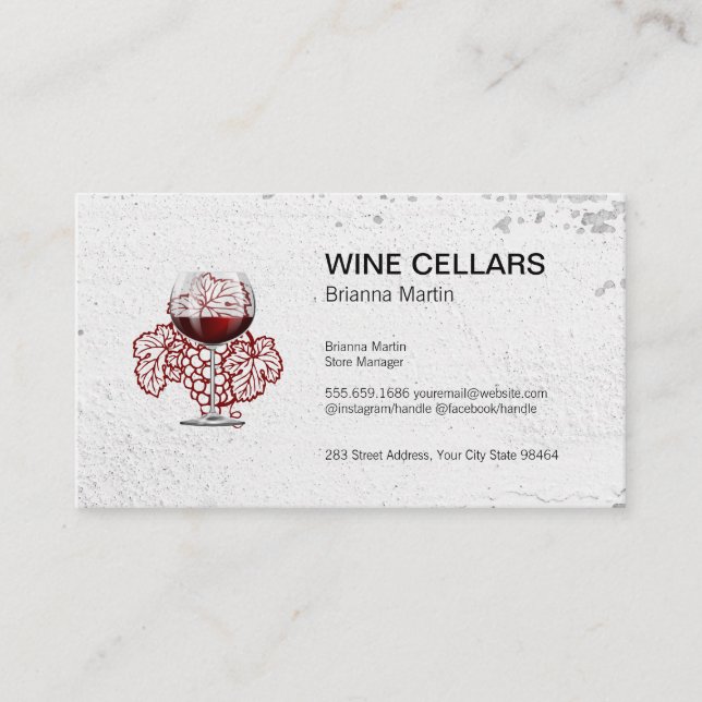Tarjeta De Citas Vinos de uva | Bodega | Viñetería de ayuno (Anverso)