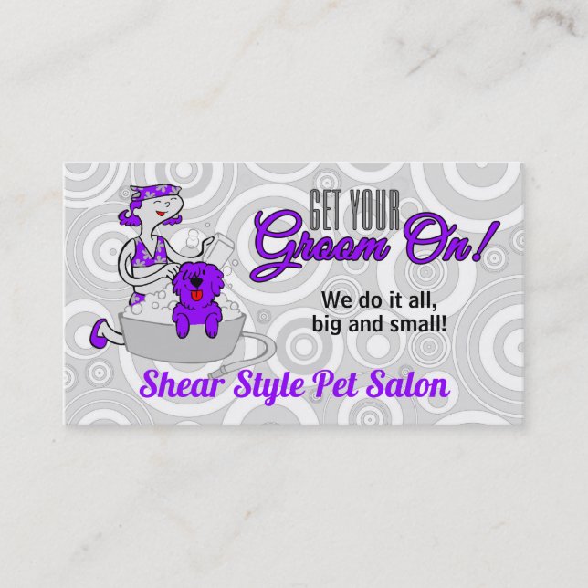 Tarjeta De Citas Violet Purple Groom En Mascota Grooming (Anverso)