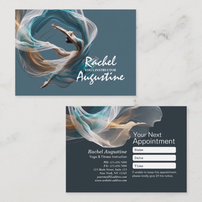 Tarjeta De Citas Vuelo aéreo Aire Yoga Instructor Pilates Fitness (Anverso / Reverso)