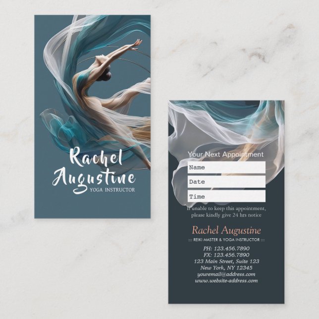 Tarjeta De Citas Vuelo aéreo Aire Yoga Instructor Pilates Fitness (Anverso / Reverso)