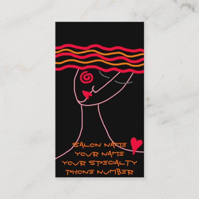 Tarjeta De Citas Wavy Red Hair Stylist Business Card (Anverso)