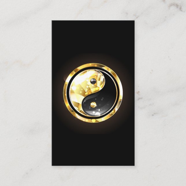 Tarjeta De Citas Yin Yang dorado en negro (Anverso)