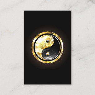 Tarjeta De Citas Yin Yang dorado en negro