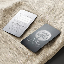 Tarjeta De Citas Yoga Meditation Reiki Instructor Black Silver Tree