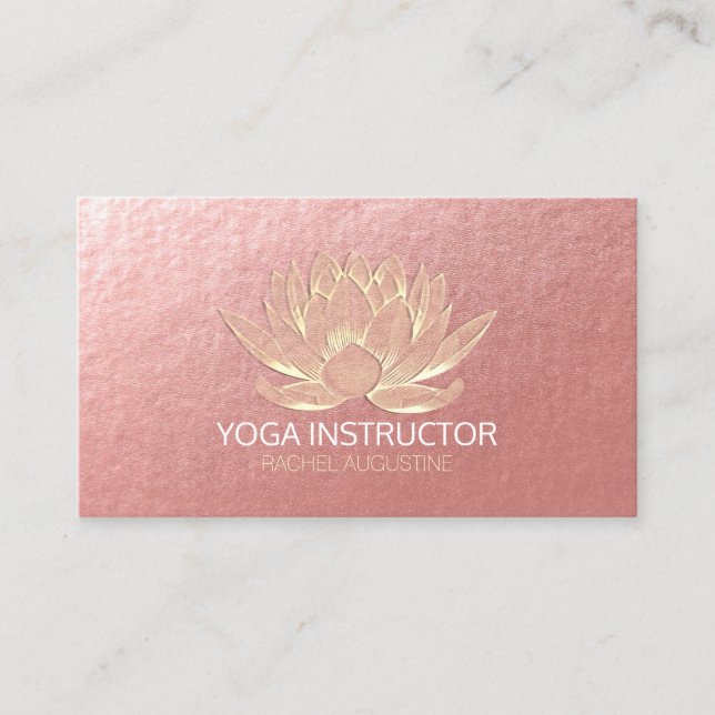 Tarjeta De Citas YOGA Studio Meditación Reiki Instructor Gold Lotus (Anverso)