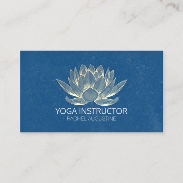 Tarjeta De Citas YOGA Studio Meditación Reiki Instructor Gold Lotus (Anverso)