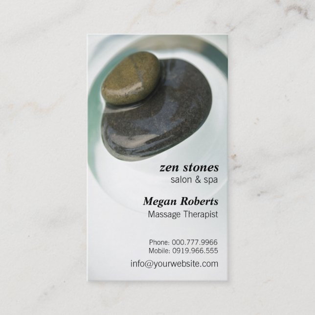 Tarjeta De Citas ZENES Stone en salón del masaje del cuidado de (Anverso)