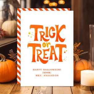 Tarjeta de clase de Halloween de niños lindos Tric