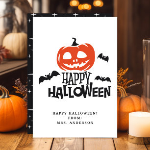 Tarjeta de clase Jack O' Lantern Feliz Halloween