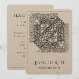 Tarjeta de clases de puntería de KNIT de CABLE BLA