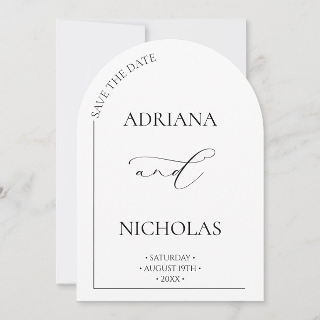 Tarjeta de Clásico Negro y Blanco Arch Guardar la  (Anverso)