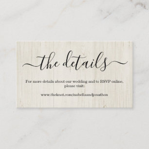 Tarjeta de clausura de sitio web boda - Madera rús