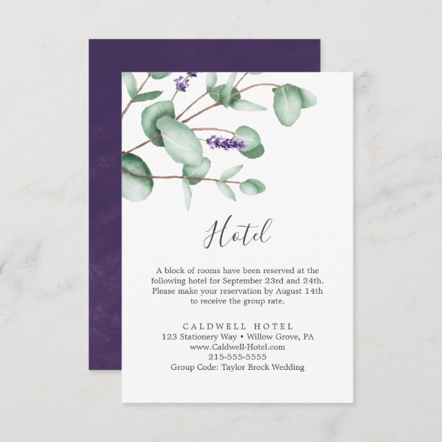 Tarjeta de clausura del Hotel Rustic Lavender & Eu (Anverso / Reverso)