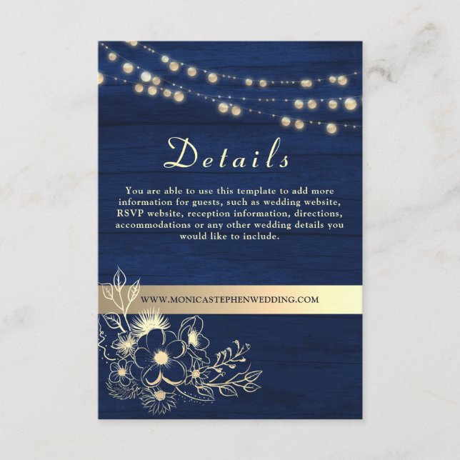 Tarjeta de clausura del sitio web del Boda azul de (Anverso)