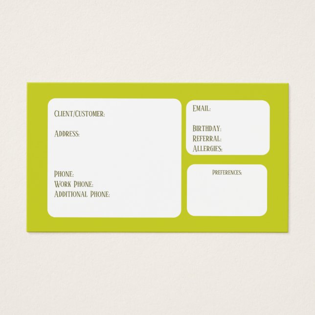 Tarjeta de cliente (Frente)