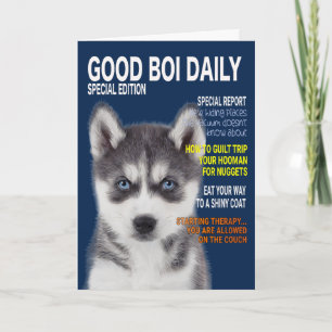 Tarjeta de cobertura de la revista Siberian Husky