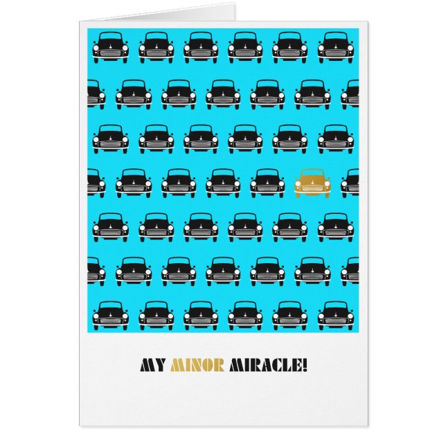 Tarjeta de coche clásica de Morris Menor (Frente)