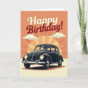Tarjeta de Coche Retro Alegre