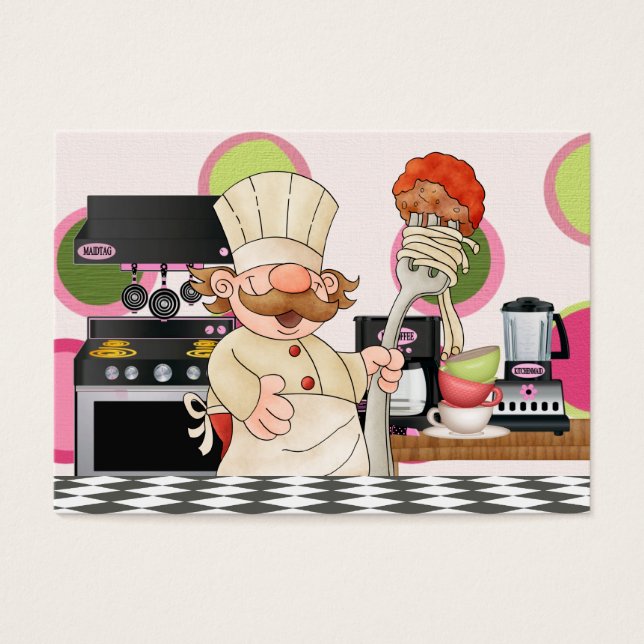 Tarjeta de cocina del chef feliz - SRF (Frente)