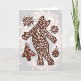 Tarjeta de cocina para gato y Navidades Gingerbrea