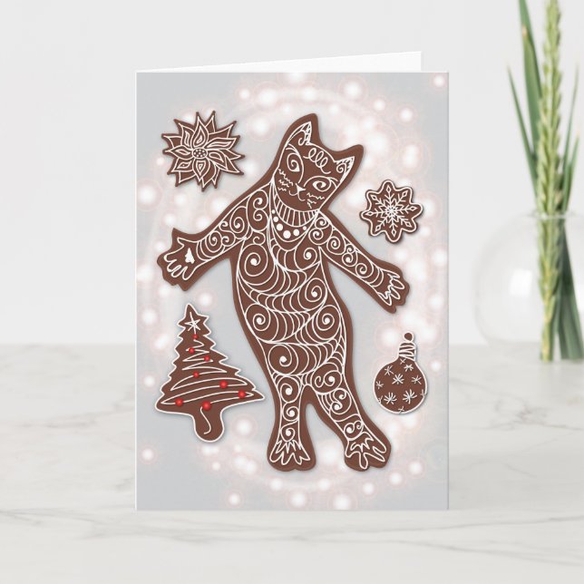 Tarjeta de cocina para gato y Navidades Gingerbrea (Anverso)