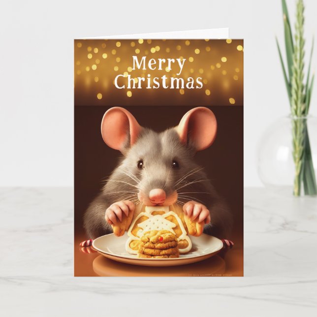 Tarjeta de cocina Rat Merry Christmas (Anverso)