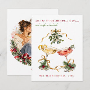 Tarjeta de cóctel de Navidad personalizada para pa