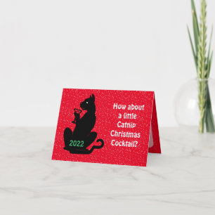 Tarjeta de cóctel para Navidades de Catnip Negro