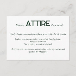 Tarjeta de código de vestimenta de Boda blanco ver