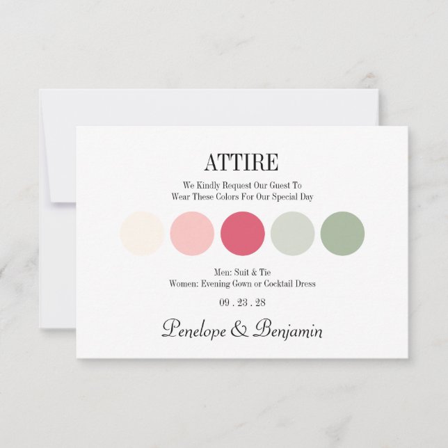 Tarjeta de Código de Vestimenta de Boda Moderna (Anverso)