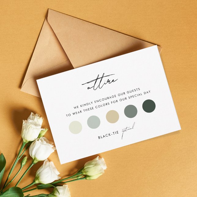 Tarjeta de código de vestimenta moderna de Boda de (Subido por el creador)