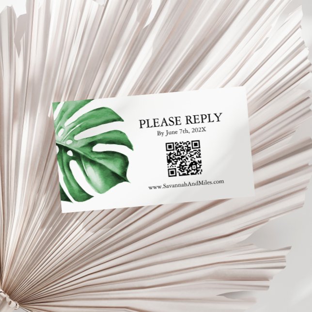 Tarjeta de código QR Boda de hoja de la palma trop (Subido por el creador)