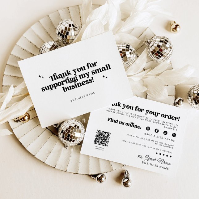 Tarjeta de código QR de agradecimiento empresarial (Retro Business Thank You Card)