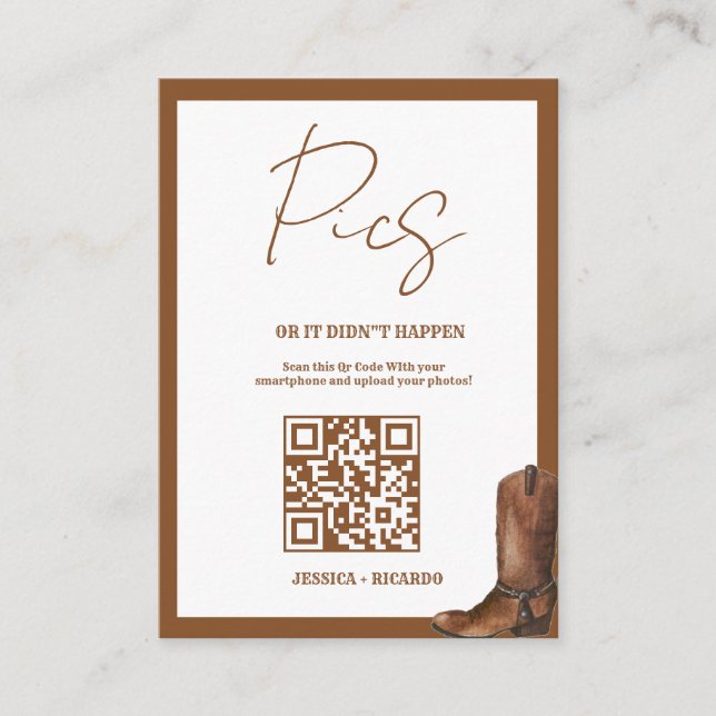Tarjeta de código QR de boda Captura el Amor Tarje (Anverso)
