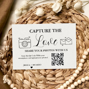 Tarjeta de código QR de boda Capture the Love, tar