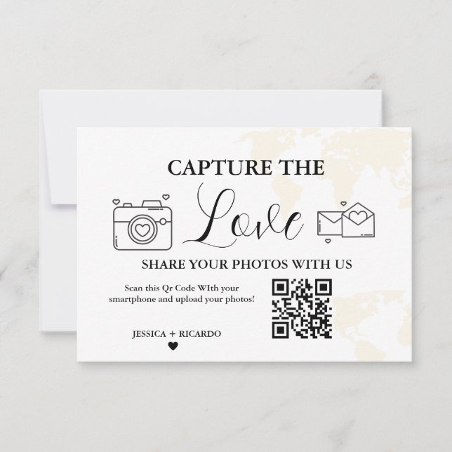 Tarjeta de código QR de boda para capturar el amor (Anverso)
