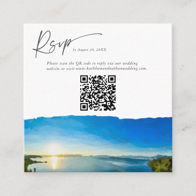 Tarjeta de código QR de destino de Lake Tahoe RSVP (Anverso)