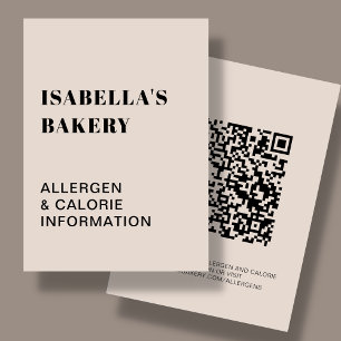 Tarjeta de código QR de información de calorías de