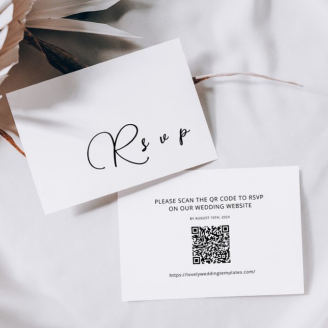 Tarjeta de código QR de la boda caligráfica minima (Subido por el creador)