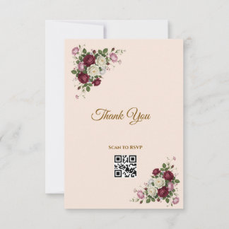 Tarjeta de código QR de respuesta Burgundy rojo fl